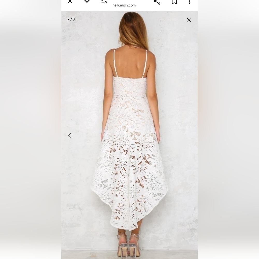 Hello Molly Sunset Dance White Lace High Low Maxi Dress Size 10 NWT - Picture 12 of 16